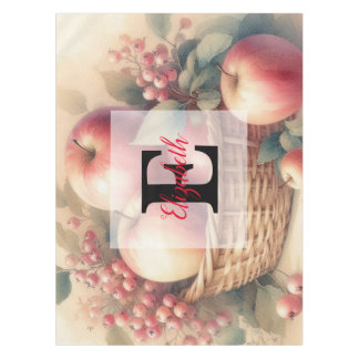 Nappe Monogramme nom Feuilles d'automne et aquarelle de