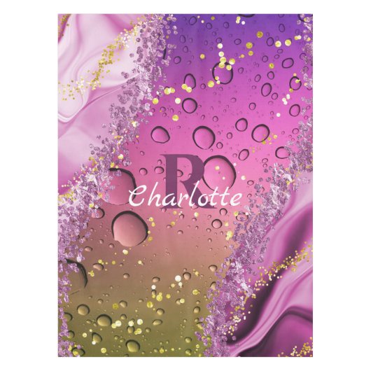 Nappe Monogramme Ombre violet, or et blanc | Océan (Devant)