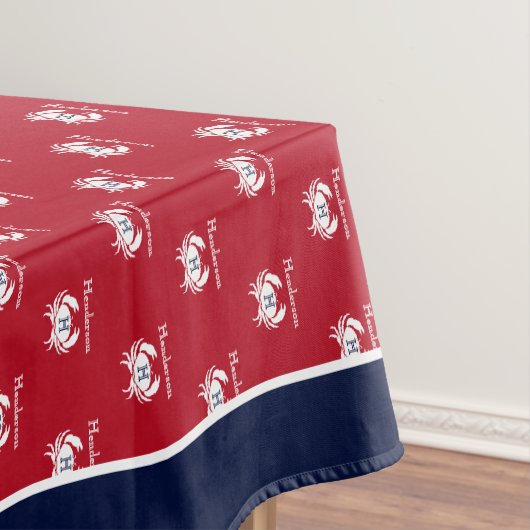 Nappe Monogramme Rouge Marine Bleu Crabe Blanc Tabulatio (In Situ)