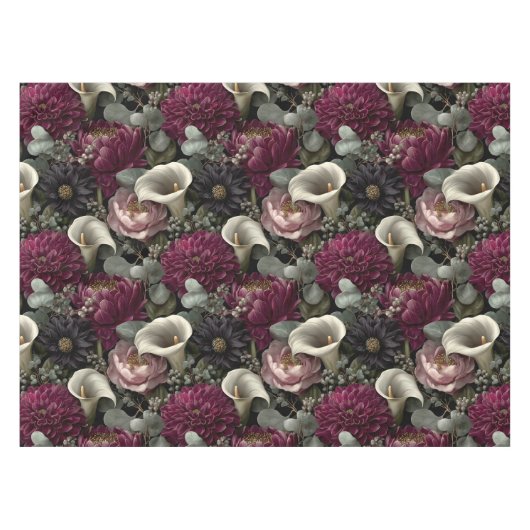 Nappe Moody Floral Pattern with Dahlias and Calla Lilies (Devant (Horizontal))