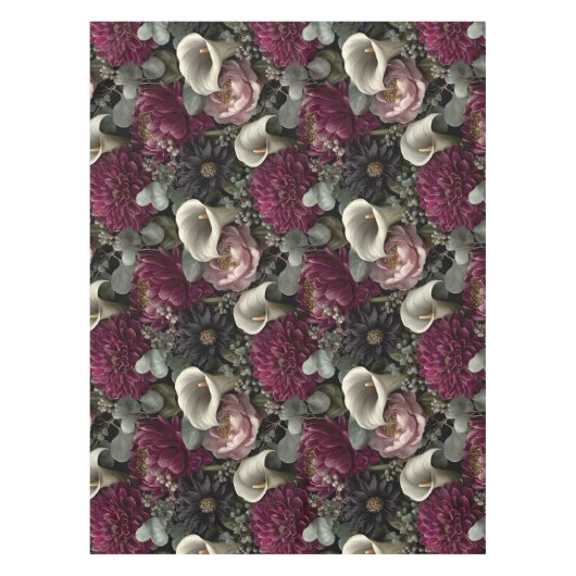 Nappe Moody Floral Pattern with Dahlias and Calla Lilies (Devant)