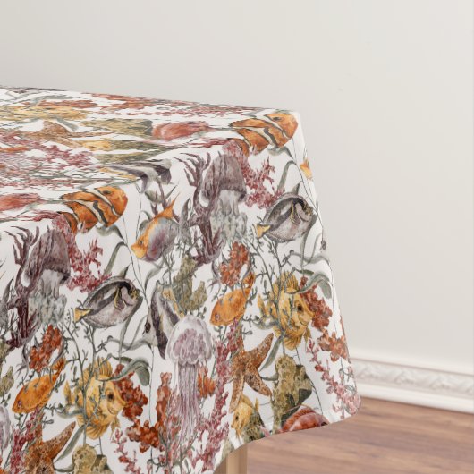 Nappe Motif 2 de vie marine d'aquarelle (In Situ)