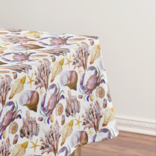 Nappe Motif 4 de vie marine d'aquarelle