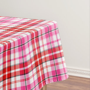 Nappe Motif à carreaux Tartan Blanc Rouge Rose