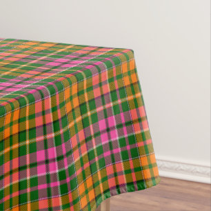 Nappe Motif à carreaux tartan vert rose orange
