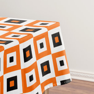 Nappe Motif à carrés à damier orange noir et blanc