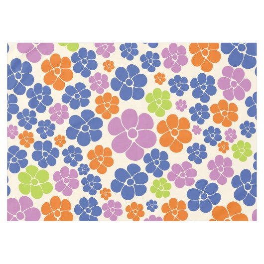 Nappe Motif à fleurs - Bleu, Orange, Violet, Vert (Devant (Horizontal))