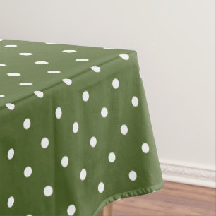 Nappe Motif à pois blancs sur fond vert olive