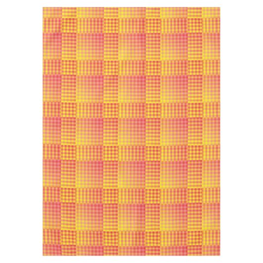 Nappe Motif Abstrait à Damier Rouge Jaune (Devant)