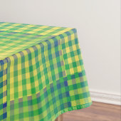 Nappe Motif Abstrait à Damier Vert Bleu (In Situ)