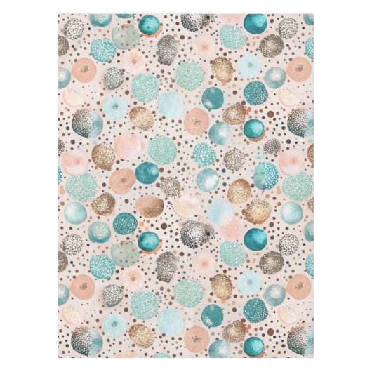 Nappe Motif Abstrait chatoyant en Turquoise, Rose (Devant)