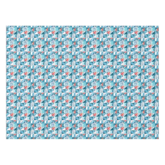 Nappe Motif abstrait géométrique turquoise tropical (Devant (Horizontal))