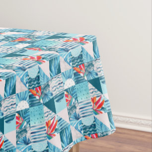 Nappe Motif abstrait géométrique turquoise tropical