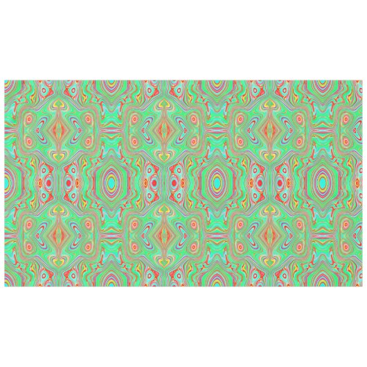 Nappe Motif Abstrait Rétro Orange et Vert Citron (Devant (Horizontal))