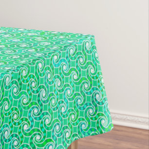 Nappe Motif Abstrait tourbillon - nuances de vert jade