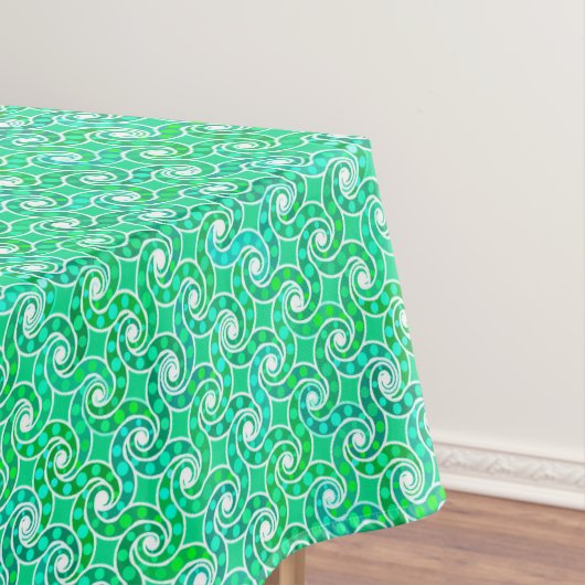 Nappe motif Abstrait tourbillon - nuances de vert jade (In Situ)