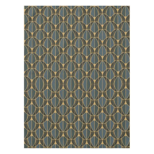 Nappe Motif Art Déco avec des formes géométriques dorées (Devant)