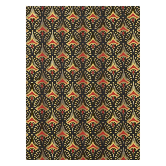 Nappe Motif Art déco or et rouge sur short noir (Devant)