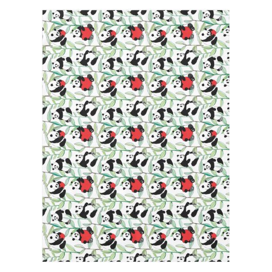 Nappe motif avec de beaux pandas avec des coeurs (Devant)