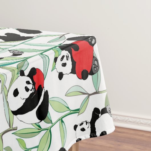 Nappe motif avec de beaux pandas avec des coeurs (In Situ)