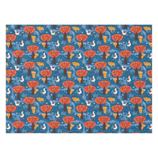 Nappe motif avec les chats et les oiseaux mignons (Devant (Horizontal))