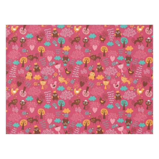 Nappe Motif avec les oiseaux et les chats mignons (Devant (Horizontal))