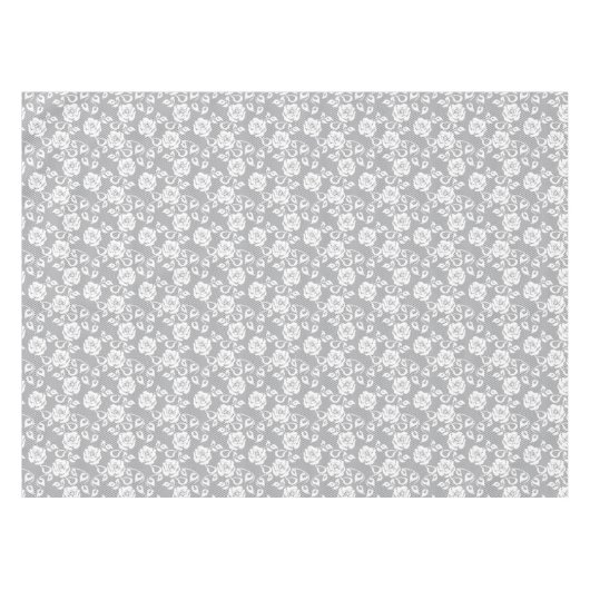 Nappe Motif blanc de dentelle sur l'arrière - plan gris (Devant (Horizontal))