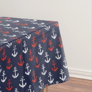Nappe Motif blanc et bleu rouge de marine