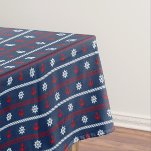 Nappe Motif blanc et bleu rouge d'océan