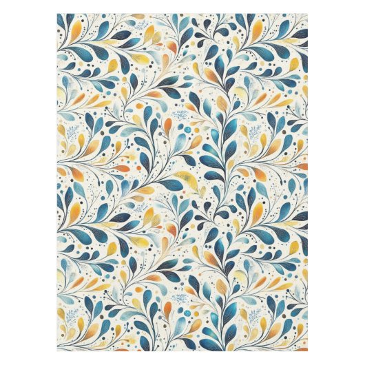 Nappe Motif bleu et or Paisley Leaf (2) (Devant)