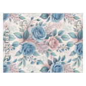 Nappe Motif bleu et rose sur blanc doux (Devant (Horizontal))