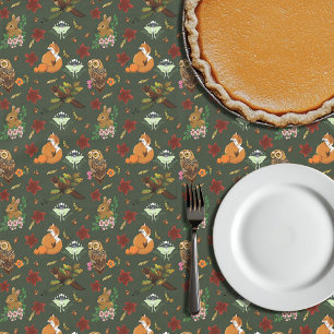 Nappe Motif Bois Animaux Forêt Automne Vert