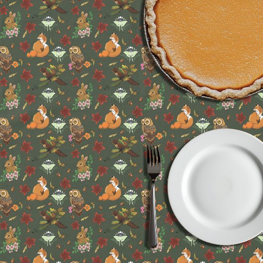 Nappe Motif Bois Animaux Forêt Automne Vert
