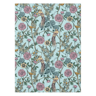 Nappe Motif botanique de couleur bleue de style vintage 