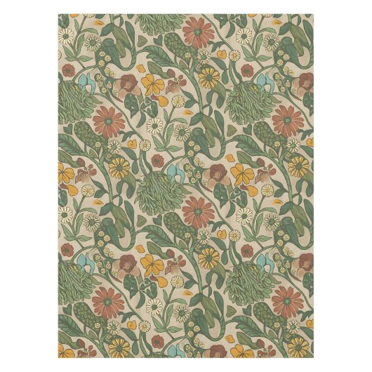 Nappe Motif botanique vintage continu  (Devant)