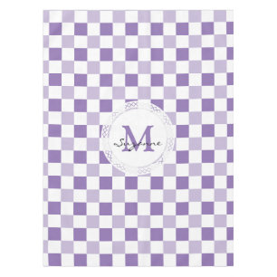 Nappe Motif Checkered blanc de ton pourpre de monogramme