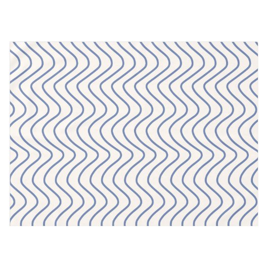 Nappe Motif Chevron Ligne Minimale Bleu sur Crème Blanc (Devant (Horizontal))