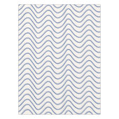Nappe Motif Chevron Ligne Minimale Bleu sur Crème Blanc (Devant)