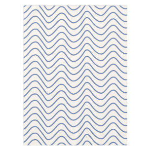 Nappe Motif Chevron Ligne Minimale Bleu sur Crème Blanc