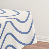 Nappe Motif Chevron Ligne Minimale Bleu sur Crème Blanc (In Situ)