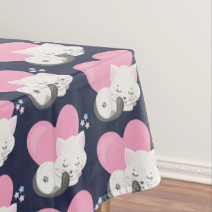 Nappe Motif couchant chaton blanc mignon