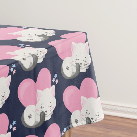 Nappe Motif couchant chaton blanc mignon (In Situ)