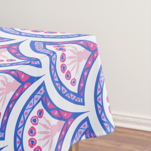Nappe motif damassé floral bleu (In Situ)