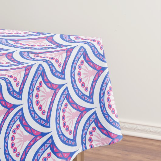 Nappe motif damassé floral bleu (In Situ)