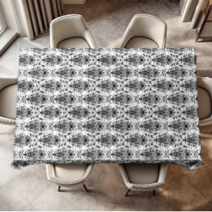 Nappe Motif damassé ornemental vintage blanc et noir