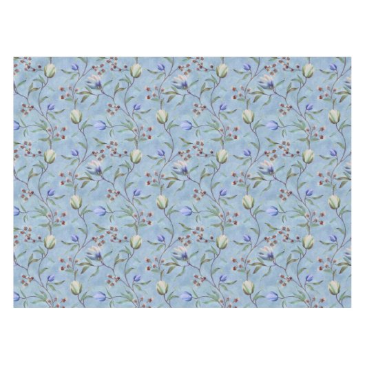 Nappe Motif d'anémones de tulipes bleues et blanches (Devant (Horizontal))