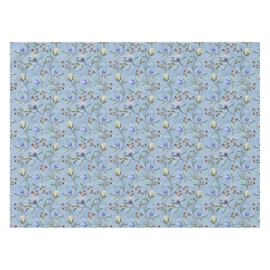 Nappe Motif d'anémones de tulipes bleues et blanches (Devant (Horizontal))