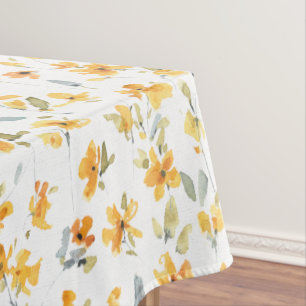 Nappe Motif d'aquarelle à fleurs de printemps jaune