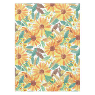 Nappe Motif d'aquarelle de tournesol d'été jaune