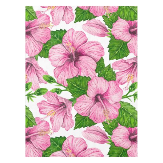 Nappe Motif d'aquarelle d'hibiscus rose (Devant)